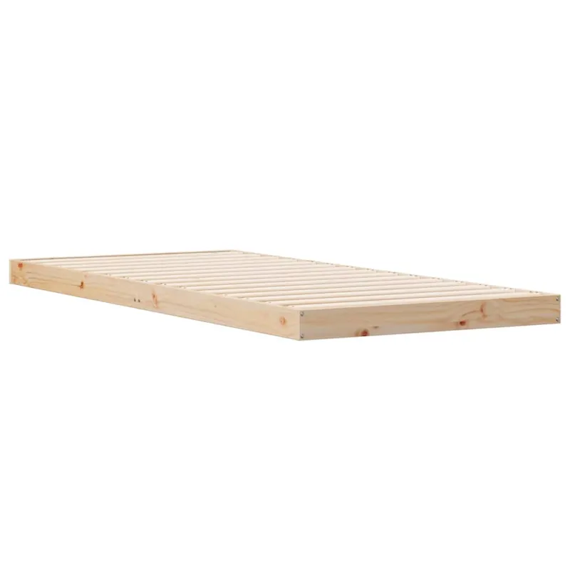 Grindų lovos rėmas Natūrali 90 x 210 cm Kietos pušies mediena