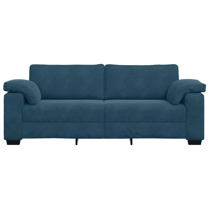 Trivietė sofa, mėlyna, 220x77x82 cm, aksomas