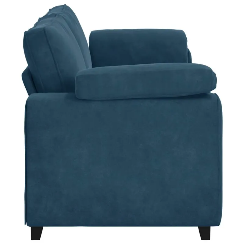 Trivietė sofa, mėlyna, 220x77x82 cm, aksomas