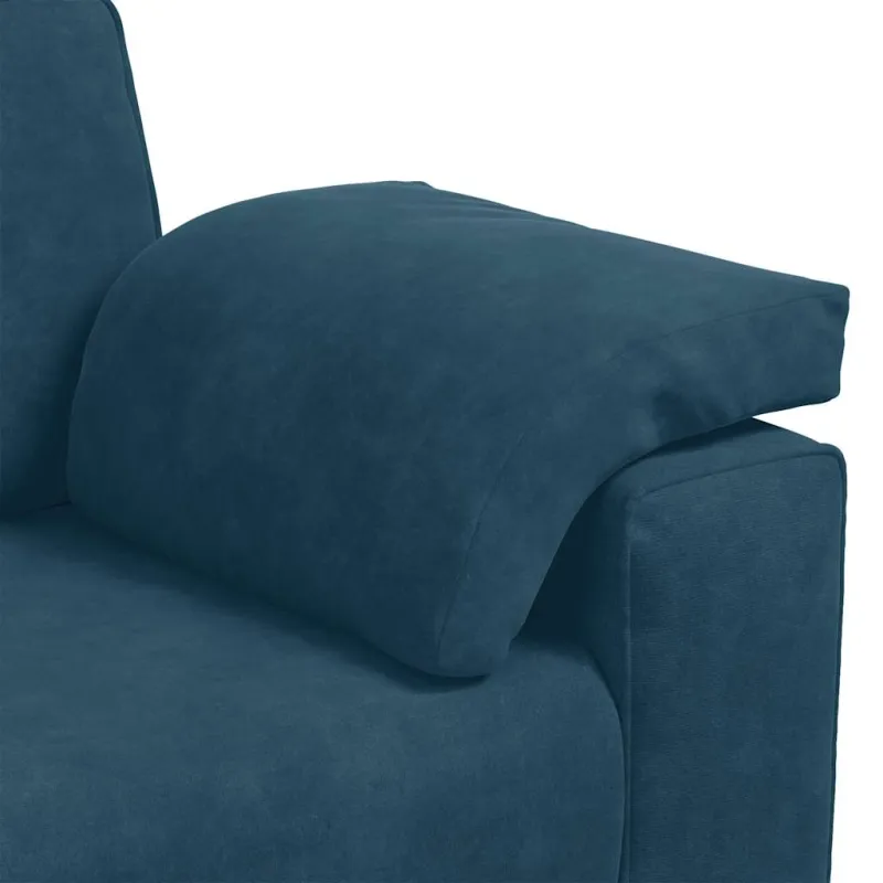 Trivietė sofa, mėlyna, 220x77x82 cm, aksomas