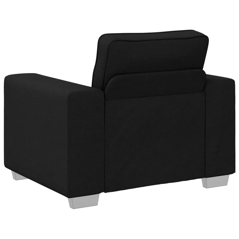 Sofa 3 pcs Juoda 219 x 80 x 82 cm Lino mišinio audinys