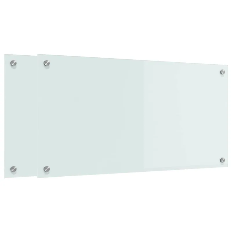Virtuvės atbraila 2 pcs Balta 80 x 40 cm grūdintas stiklas