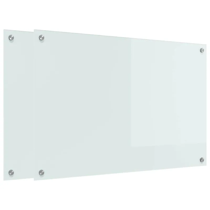 Virtuvės atbraila 2 pcs Balta 90 x 60 cm grūdintas stiklas