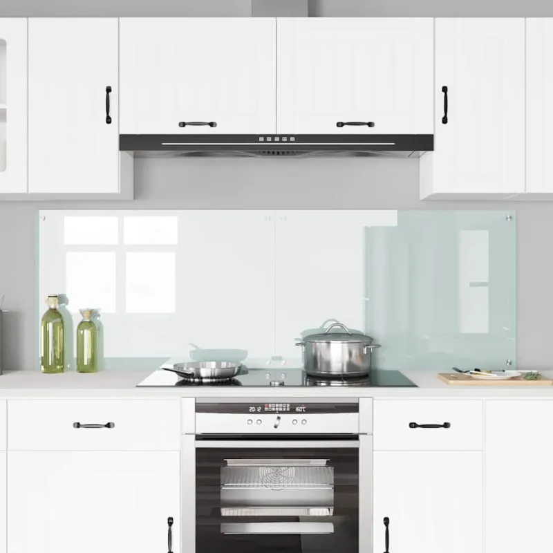 Virtuvės atbraila 2 pcs Balta 90 x 60 cm grūdintas stiklas