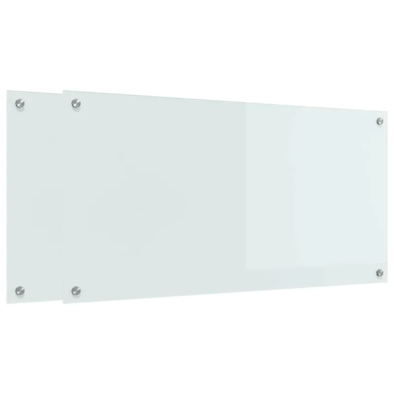 Virtuvės atbraila 2 pcs Balta 100 x 50 cm grūdintas stiklas