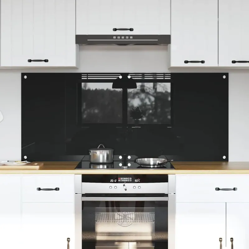 Virtuvės atbraila 2 pcs Juoda 70 x 60 cm grūdintas stiklas