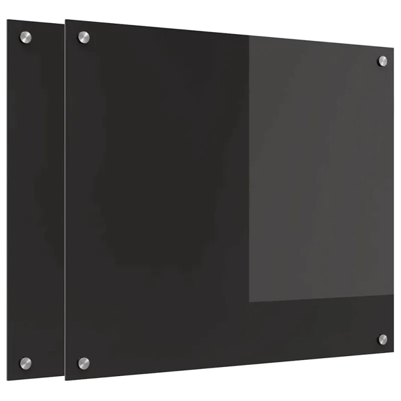 Virtuvės atbraila 2 pcs Juoda 70 x 60 cm grūdintas stiklas