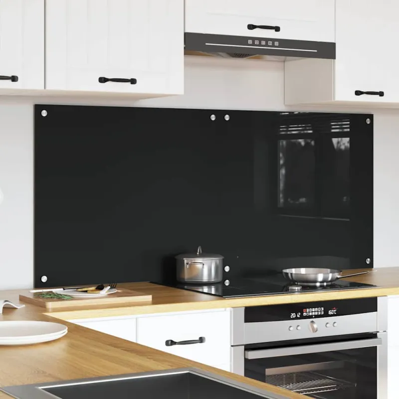Virtuvės atbraila 2 pcs Juoda 70 x 60 cm grūdintas stiklas