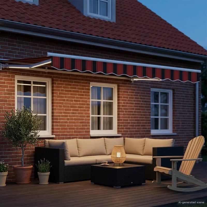 Rankinis markizės rėmas su LED Oranžinė, Juoda, Balta 3 x 2 m