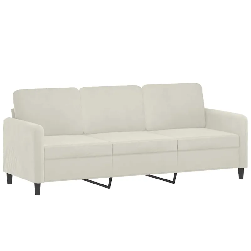 Trivietė sofa su pakoja, kreminės spalvos, 180cm, aksomas