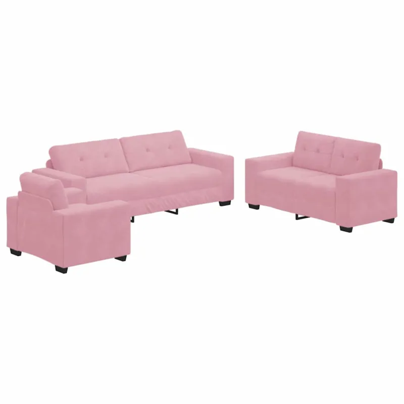 Sofos komplektas 3 pcs Rožinė 221 x 80 x 80 cm Aksomas