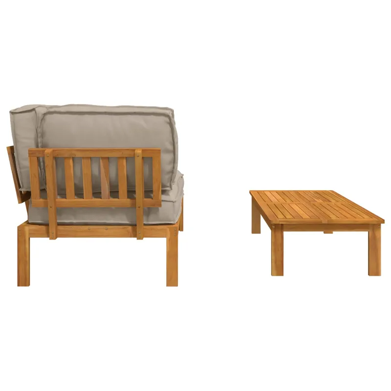 Sofos komplektas su pagalve 2 pcs Taupe Kietos akacijos mediena