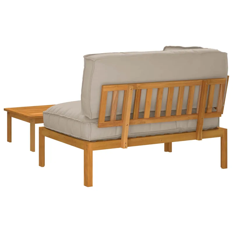 Sofos komplektas su pagalve 2 pcs Taupe Kietos akacijos mediena
