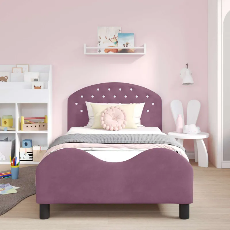 Vaikiška lovos konstrukcija su galvūgaliu Violetinė 80 x 200 cm