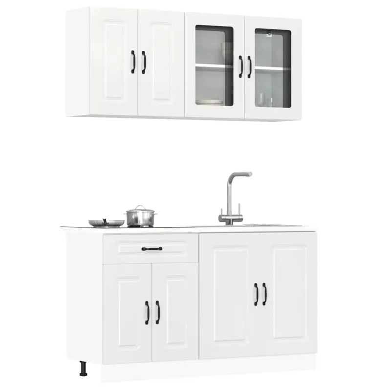 Virtuvinių spintelių komplektas, 4 dalių, Kalmar, balta