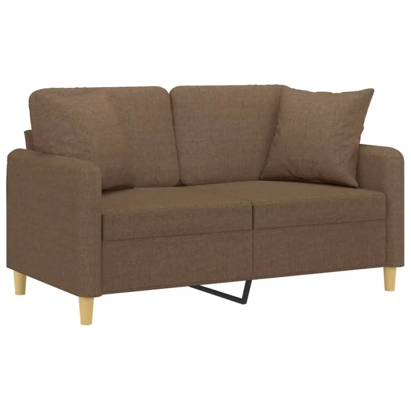 Dvivietė sofa su pagalvėlėmis, rudos spalvos, 120cm, audinys