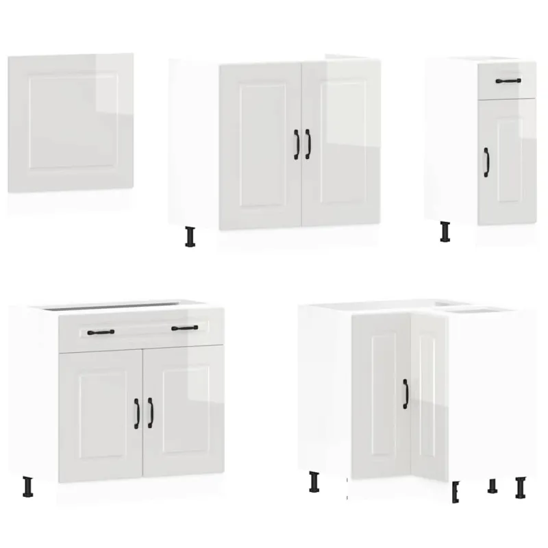 Virtuvinių spintelių komplektas, 11 dalių, Kalmar, balta