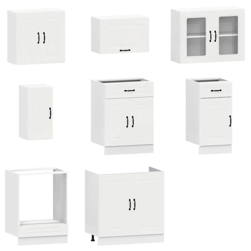 Virtuvinių spintelių komplektas, 8 dalių, Kalmar, balta
