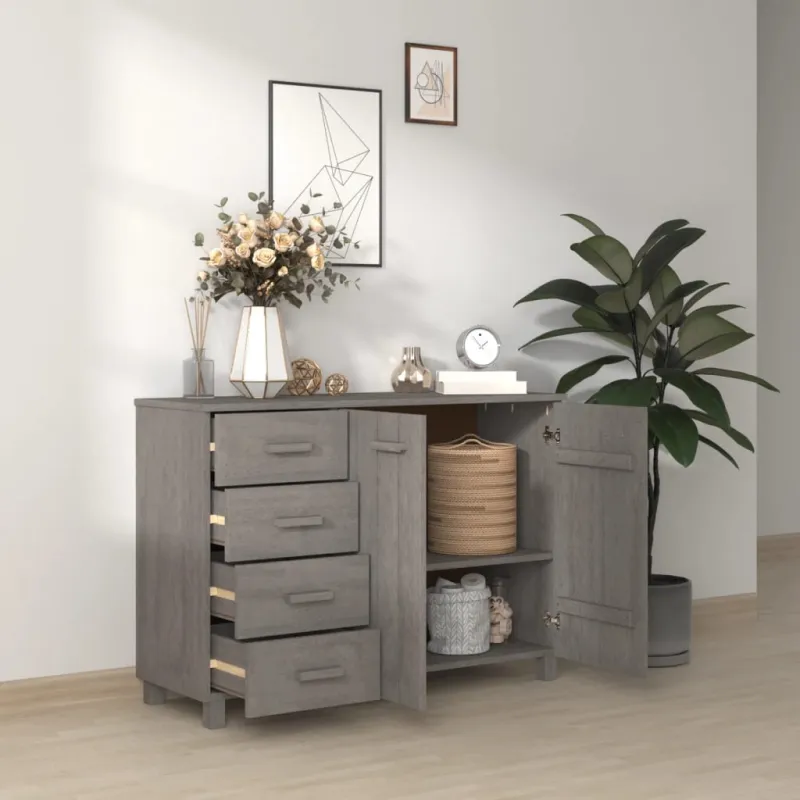 Šoninė spintelė HAMAR, šviesiai pilka, 113x40x80cm, pušis