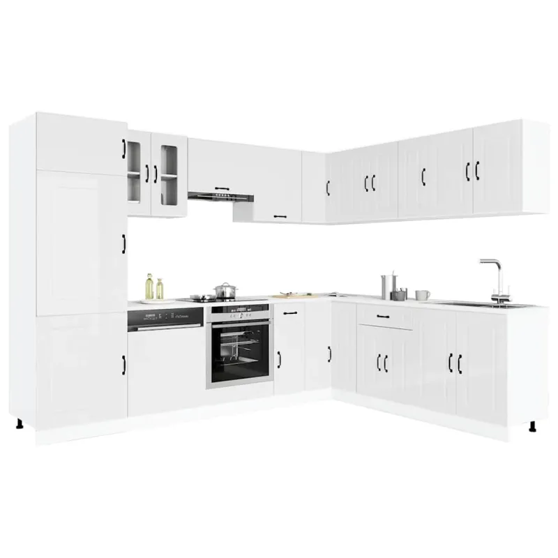 Virtuvinių spintelių komplektas, 14 dalių, Kalmar, balta