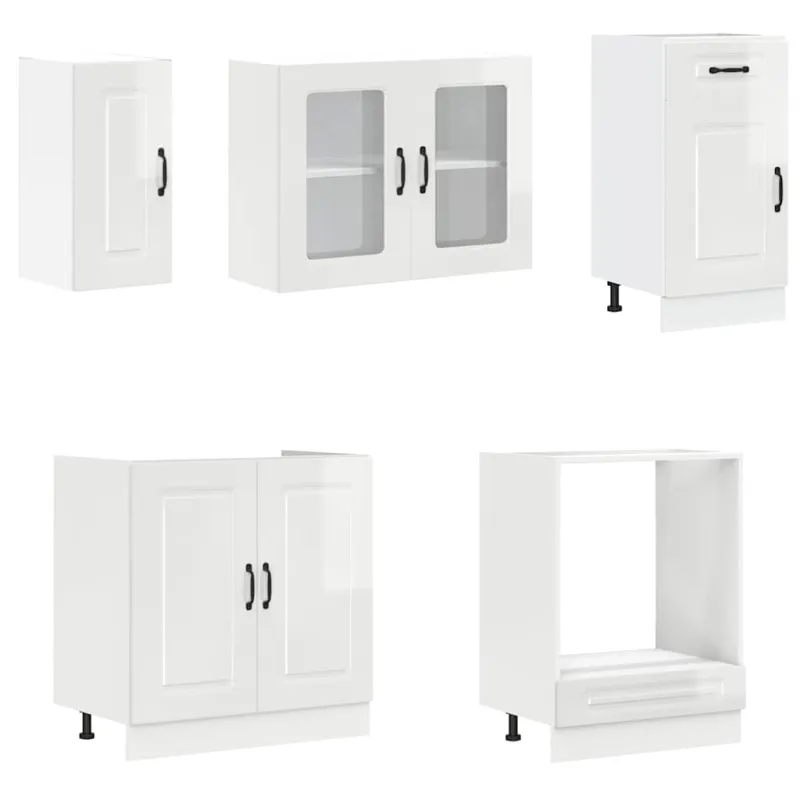 Virtuvinių spintelių komplektas, 8 dalių, Kalmar, balta