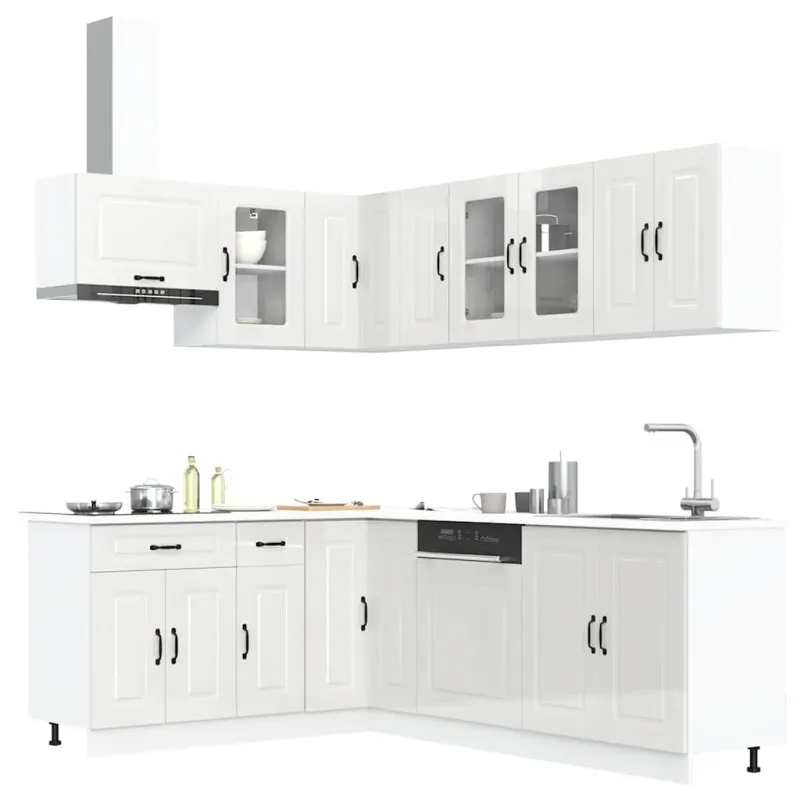 Virtuvinių spintelių komplektas, 11 dalių, Kalmar, balta