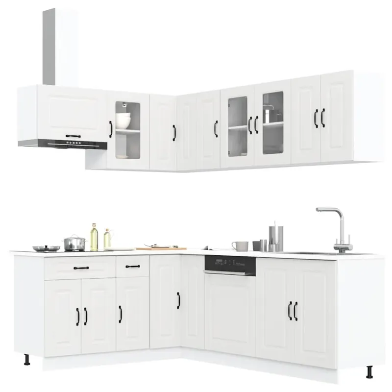 Virtuvinių spintelių komplektas, 11 dalių, Kalmar, balta