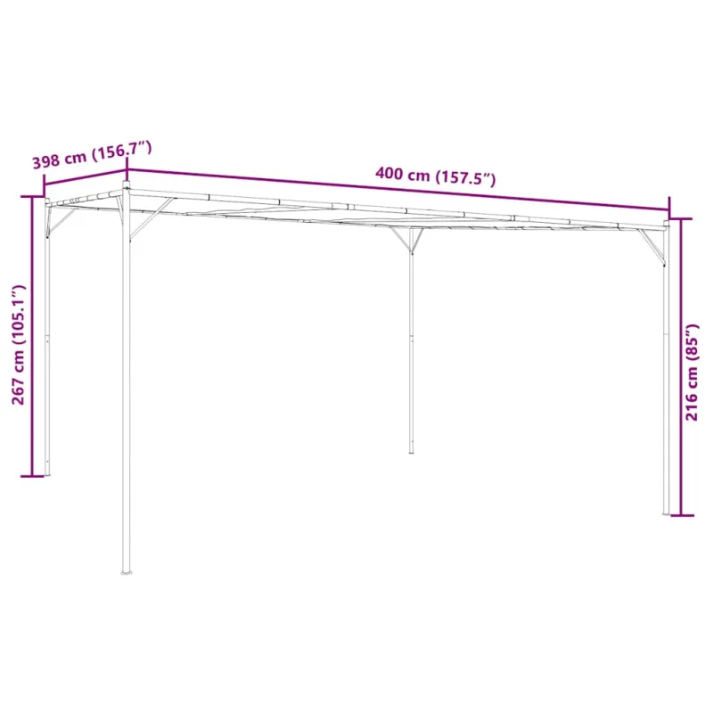 Pavėsinė, baltos spalvos, 4x4m, audinys ir plienas, 180g/m²