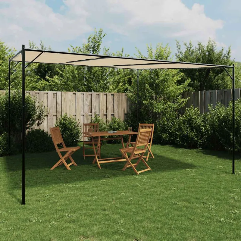 Pavėsinė, smėlio spalvos, 4x4m, audinys ir plienas, 180g/m²