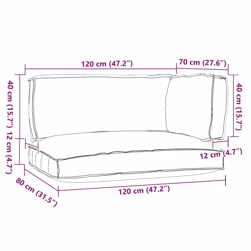 Pallet pagalvių rinkinys 3 pcs Taupe Oksfordo audinys
