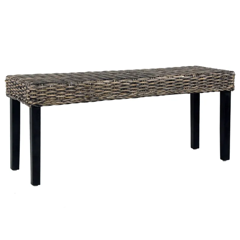 Suoliukas, juodas, 110cm, Kubu ratanas ir raudonmedžio masyvas