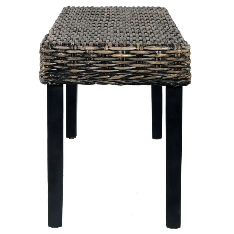 Suoliukas, juodas, 110cm, Kubu ratanas ir raudonmedžio masyvas