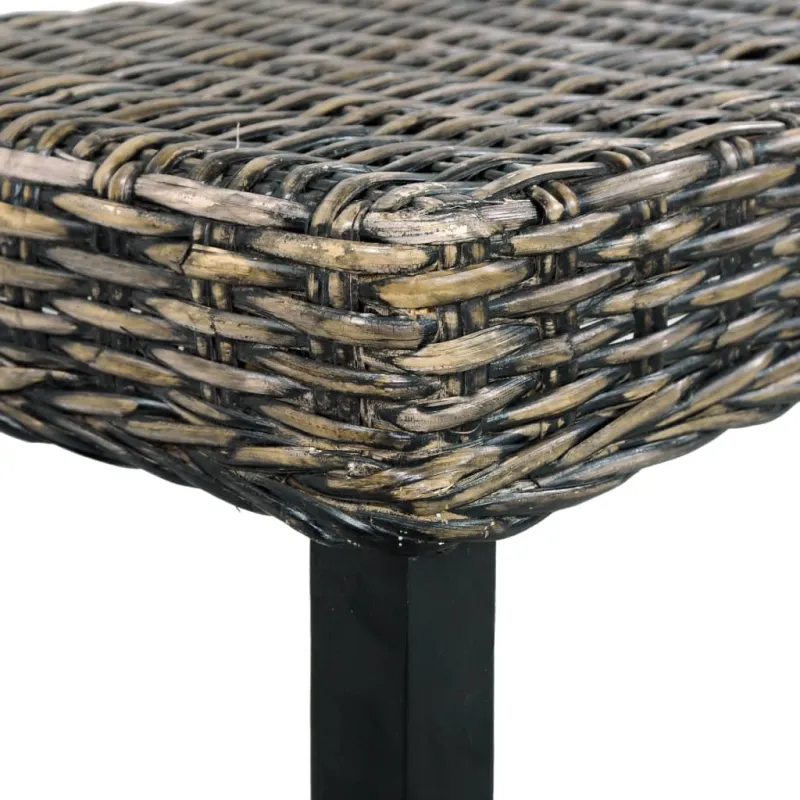 Suoliukas, juodas, 110cm, Kubu ratanas ir raudonmedžio masyvas