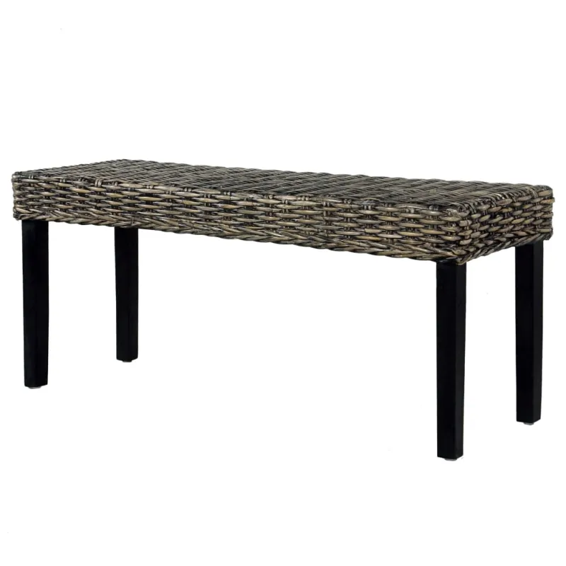 Suoliukas, juodas, 110cm, Kubu ratanas ir raudonmedžio masyvas