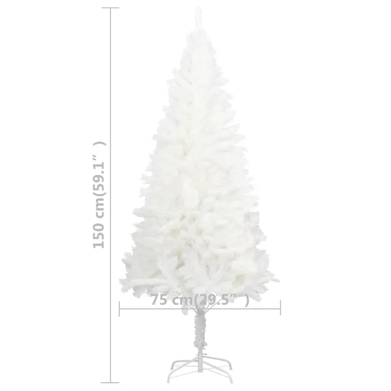 Dirbtinė apšviesta Kalėdų eglutė su žaisliukais, balta, 150cm