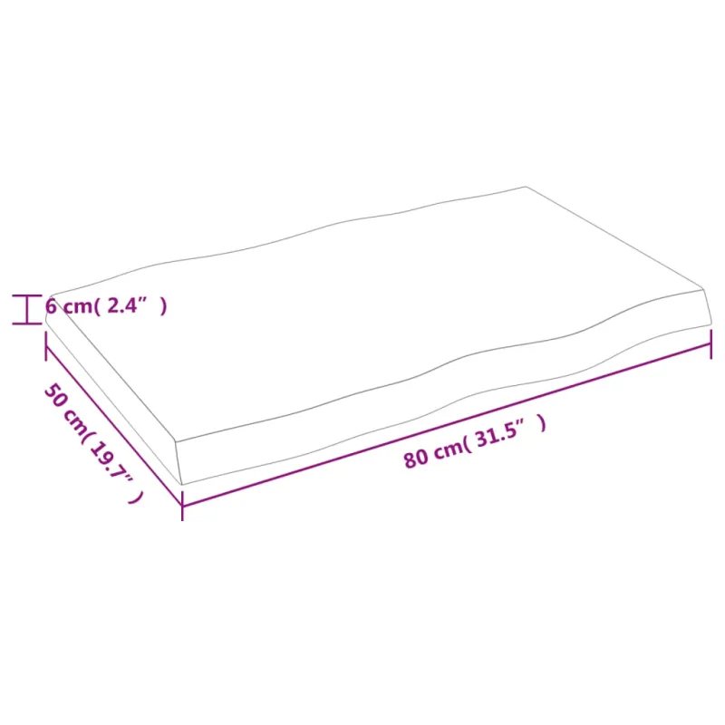 Stalviršis, šviesiai rudas, 80x50x(2-6) cm, medienos masyvas