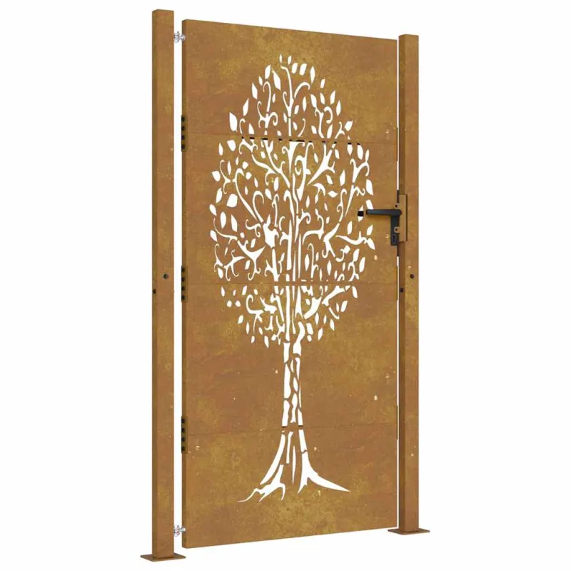 Sodo vartai, 100x200 cm, Corten plienas, medžio raštas