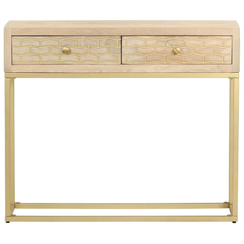 Konsolinis staliukas, auksinis, 90x30x75cm, mango masyvas