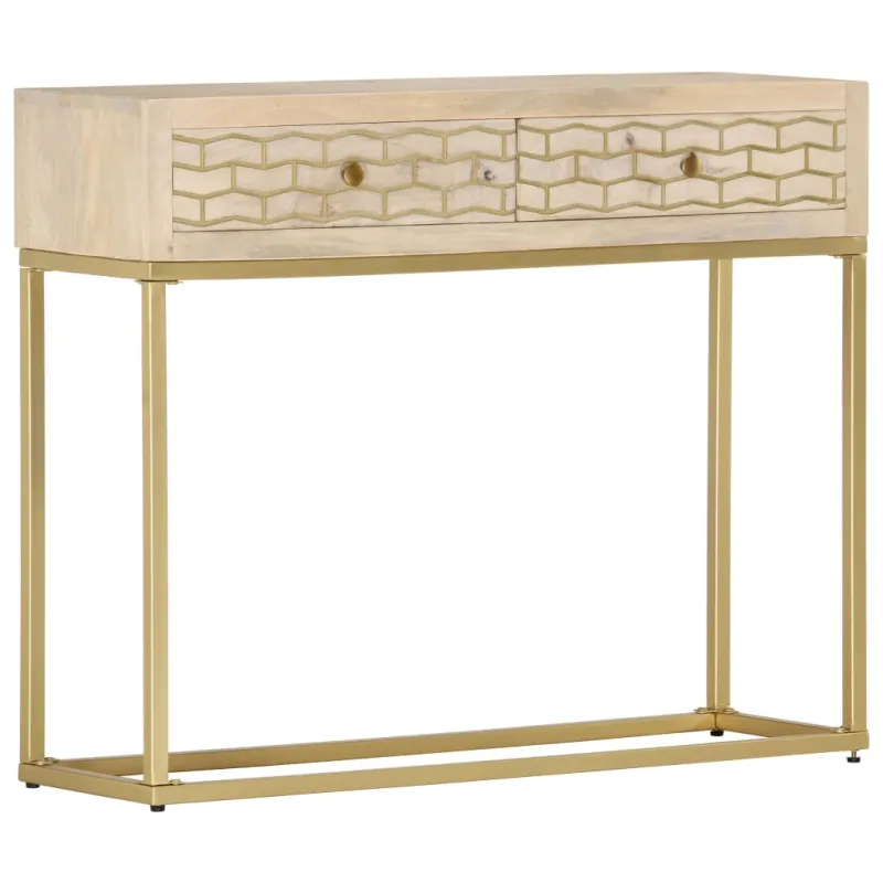 Konsolinis staliukas, auksinis, 90x30x75cm, mango masyvas
