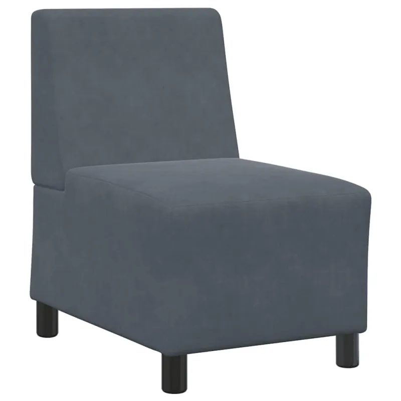 Modulinė sofa be porankių, tamsiai pilka, 55 cm, aksomas