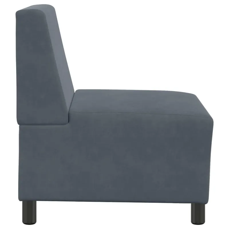 Modulinė sofa be porankių, tamsiai pilka, 55 cm, aksomas
