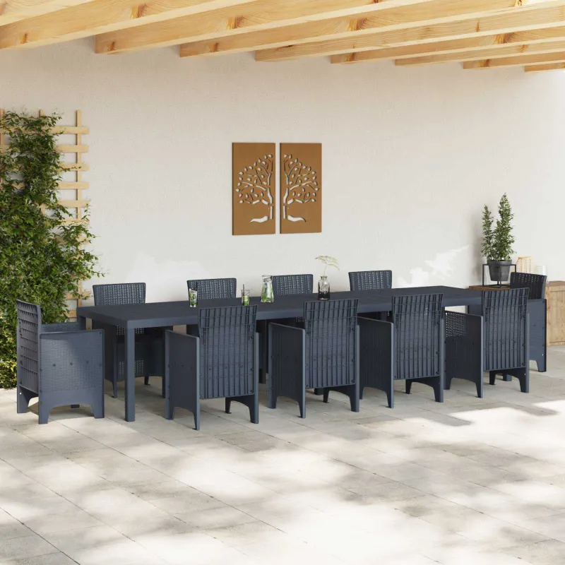 Sodo stalas Antracitas 350 x 100 x 74 cm poliratanas