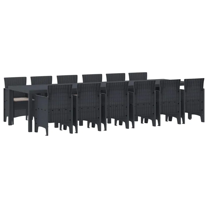 Sodo valgomojo komplektas 13 pcs Antracitas Polt ratanas