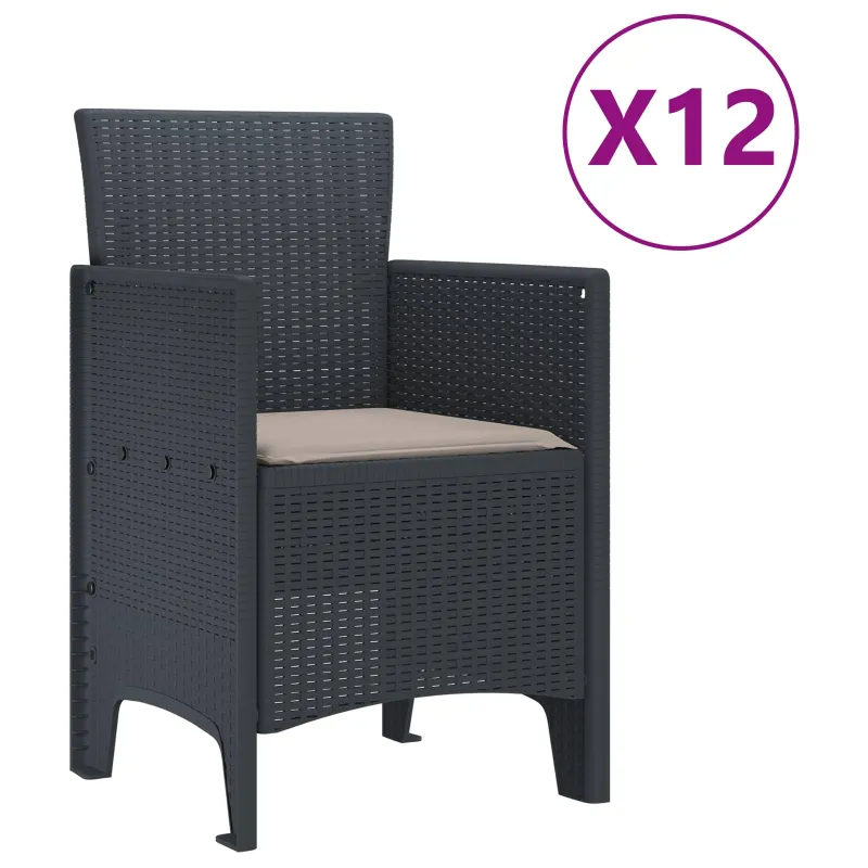 Sodo valgomojo komplektas 13 pcs Antracitas Polt ratanas