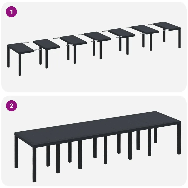 Sodo valgomojo komplektas 13 pcs Antracitas Polt ratanas