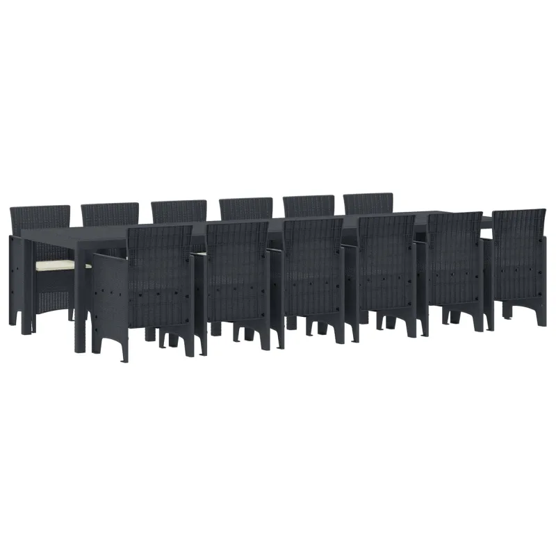 Sodo valgomojo komplektas 13 pcs Antracitas Polt ratanas