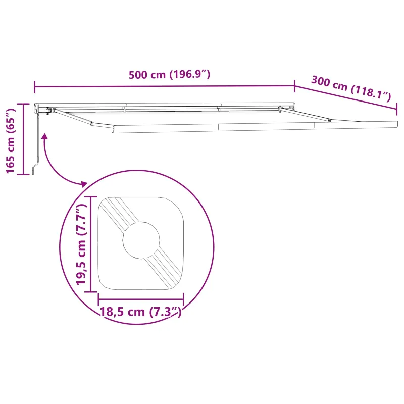 Ištraukiama markizė Įvairiaspalvis 500 × 300 cm