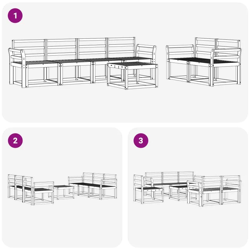 Lauko sofos komplektas 7 pcs Balta 59 x 59 x 37 cm