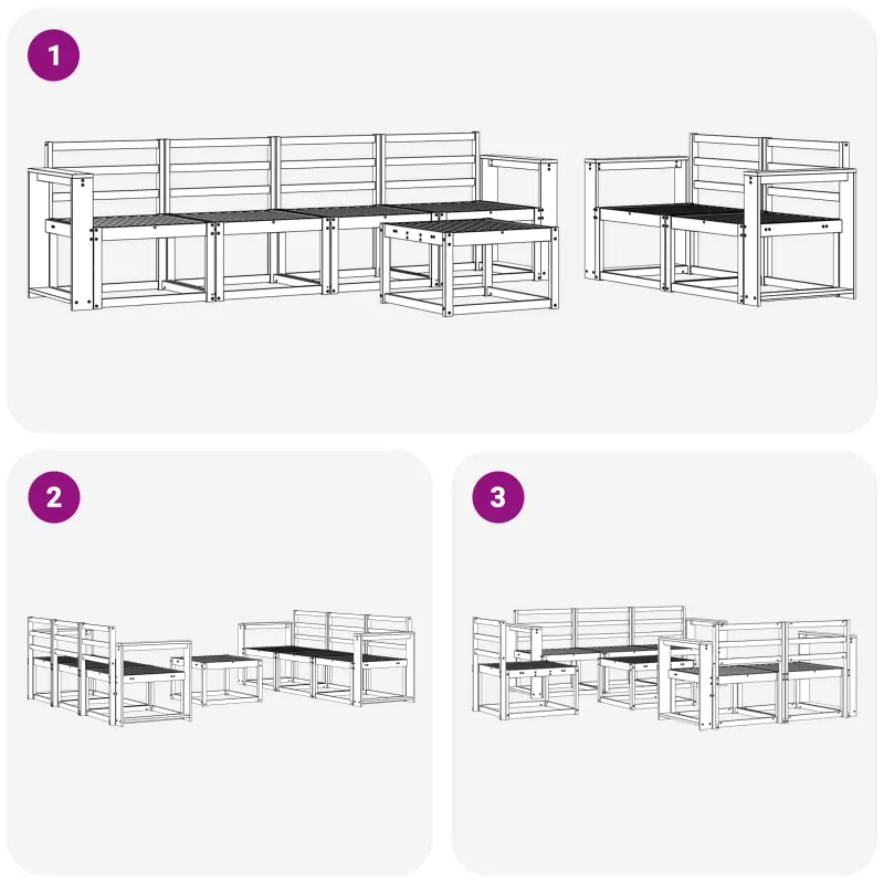 Lauko sofos komplektas 7 pcs Balta 59 x 59 x 37 cm