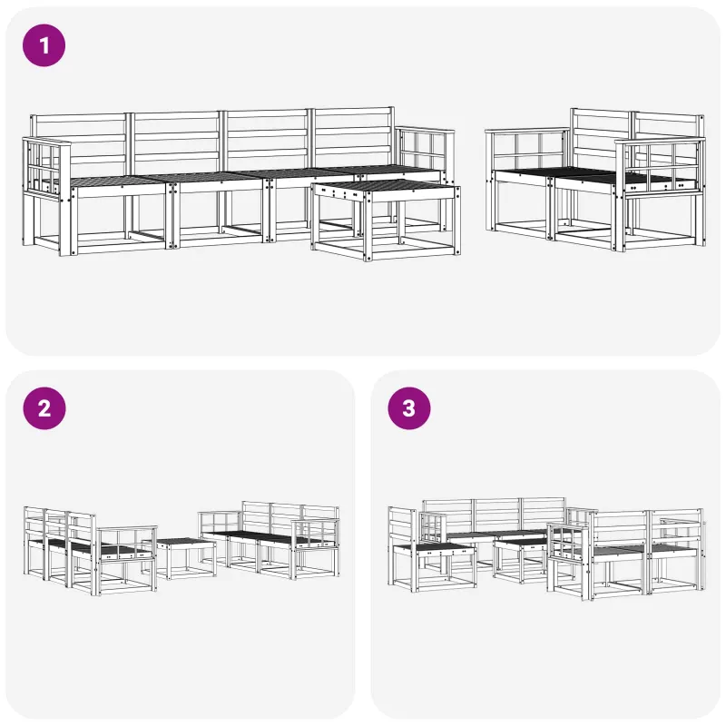 Lauko sofos komplektas 7 pcs Balta 59 x 59 x 37 cm